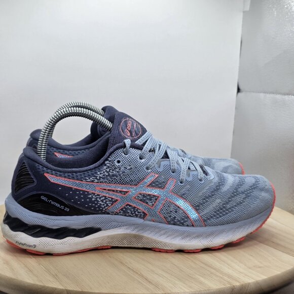 Women’s 9 Asics Gel Nimbus 23 Blue orange Gym Running Shoes Sneakers 1012A885 - Picture 3 of 10
